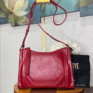 Frye Melissa Red Leather Top Zip Crossbody Bag NWT
